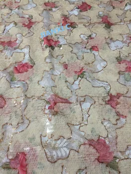 

Super quality CiCi-103013 embroidered tulle lace fabric with sequins Nigerian french tulle lace fabric