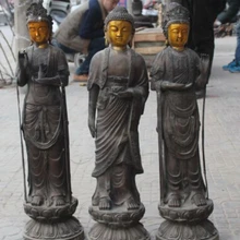 RHS0205 2" Западный Тибет Буддизм Бронзовый Свинка Шакьямуни Кван-инь Набора Бога Статуя