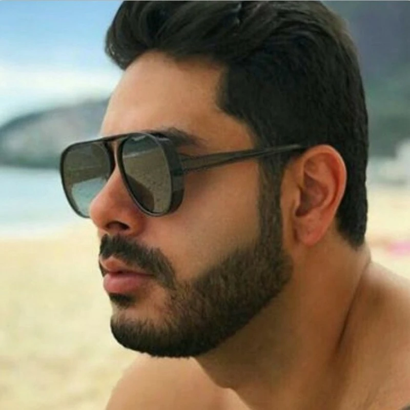 

2019 Classic Steampunk Sunglasses Men goggles Oval Shades Vintage Pilot Sun Glasses For Mens Male Sunglass 2018 zonnebril heren