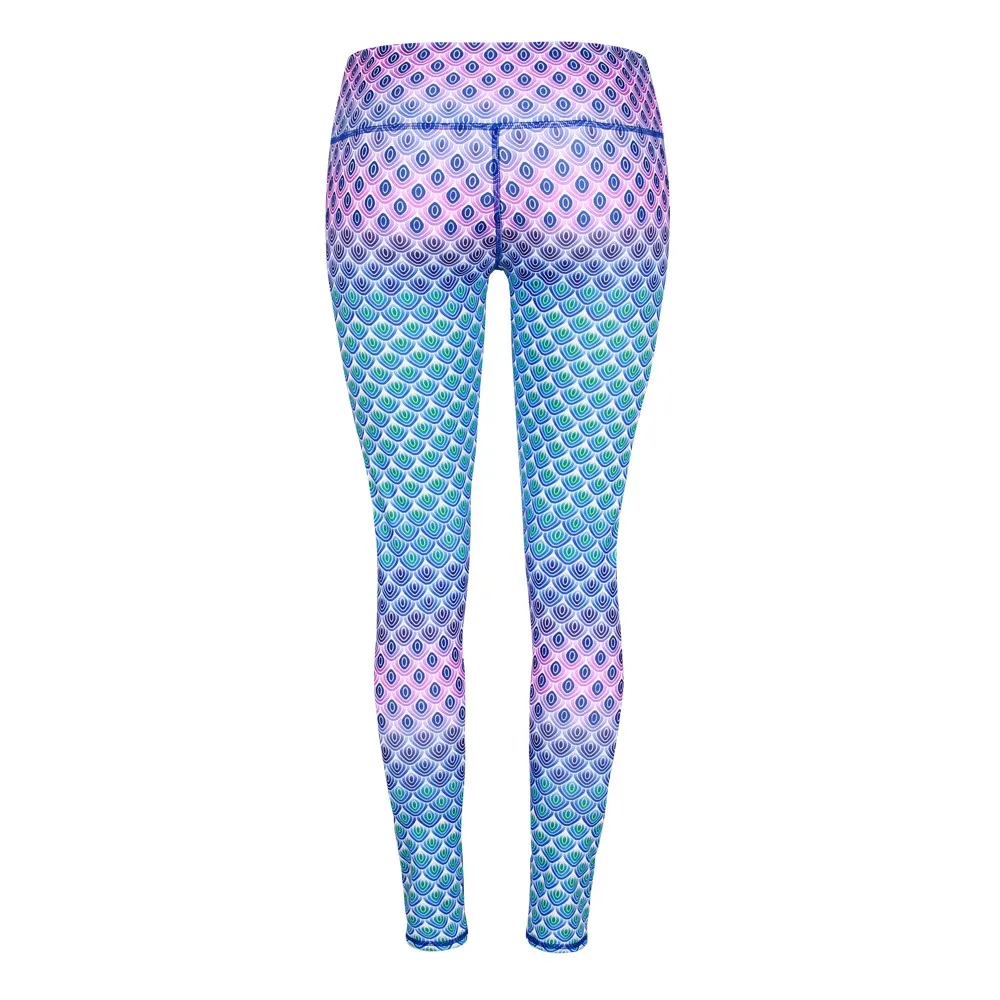 Water color light purple mermaid scales printed leggings yoga pants outfits activewear gear fitness running sports legging (2)
