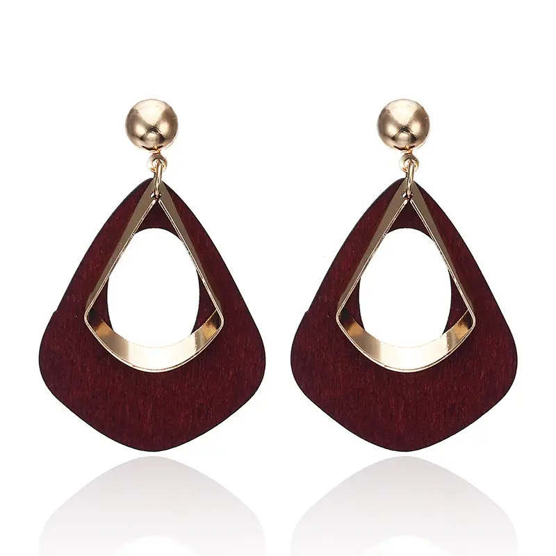 

elegant female water drop Earrings wholesale wooden earrings women vintage jewelry punk personality Brincos Bijoux Femme e0368
