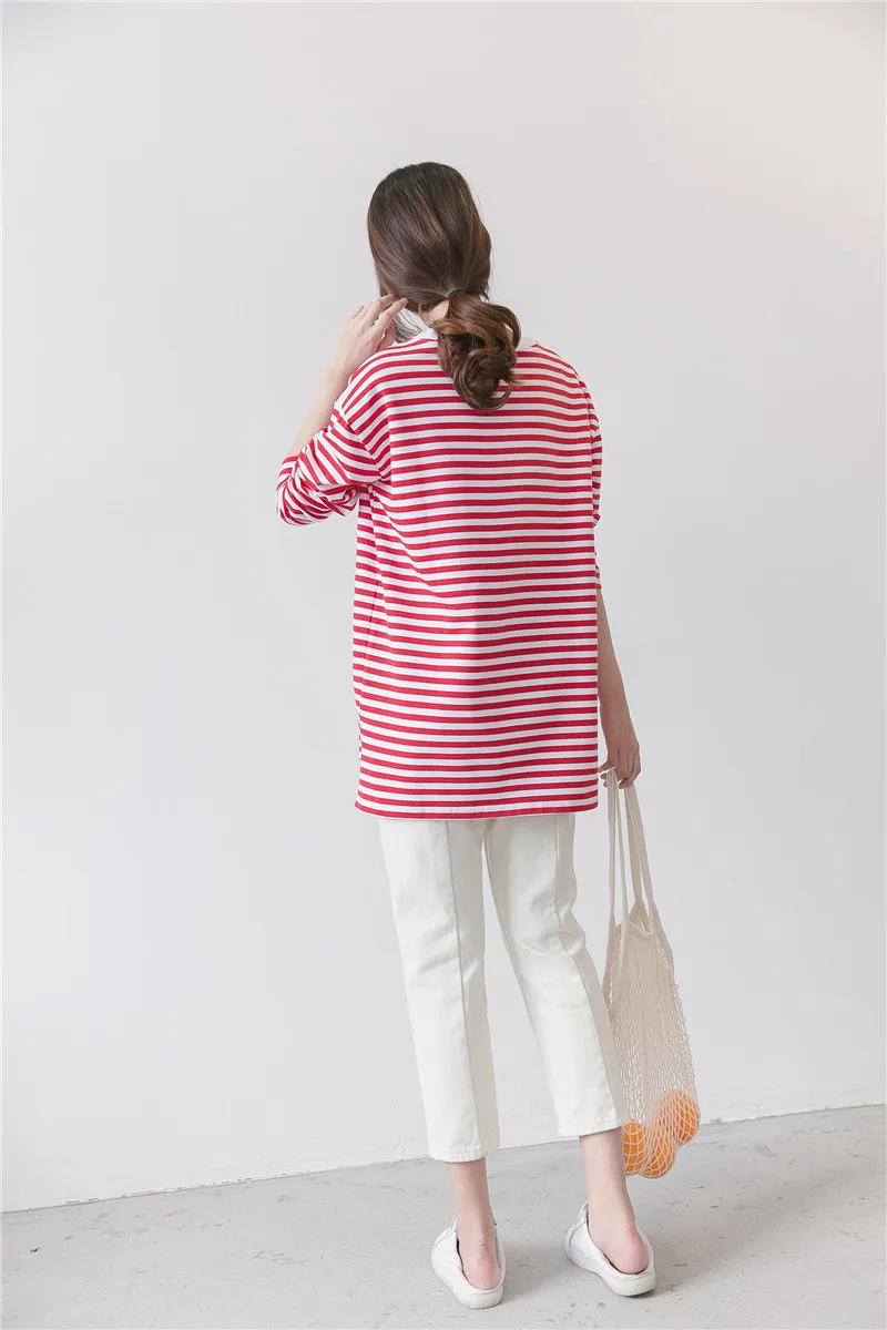 Одежда для кормления; футболка с длинными рукавами для беременных; контрастный цвет; красный-белый; серо-белый; в полоску; принт с животными; одежда для грудного вскармливания