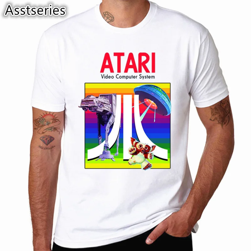 Футболка с коротким рукавом с принтом Atari, футболка для любителей аркадных игр Atari, Мужская футболка больших размеров на весну и лето, футболки HCP4555