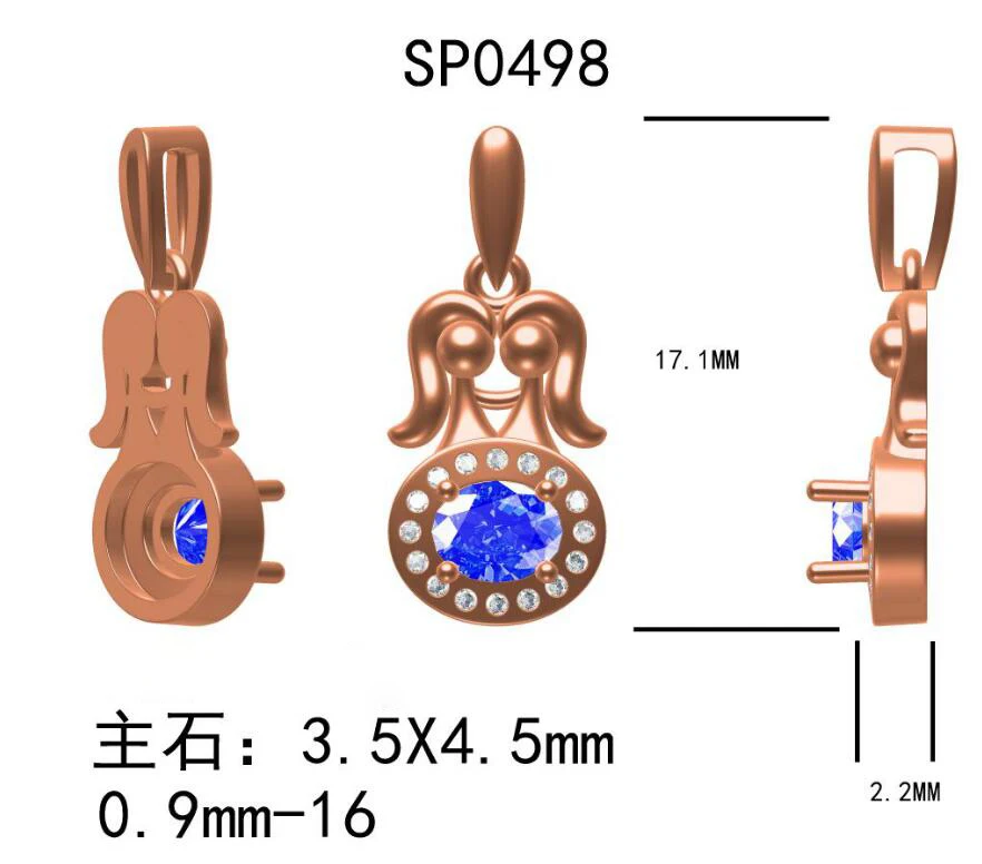 Gemini дизайн натуральный драгоценный камень кулон с овальным 3,5x4,5 мм сапфир Твердый 18 К розовое золото WP086G