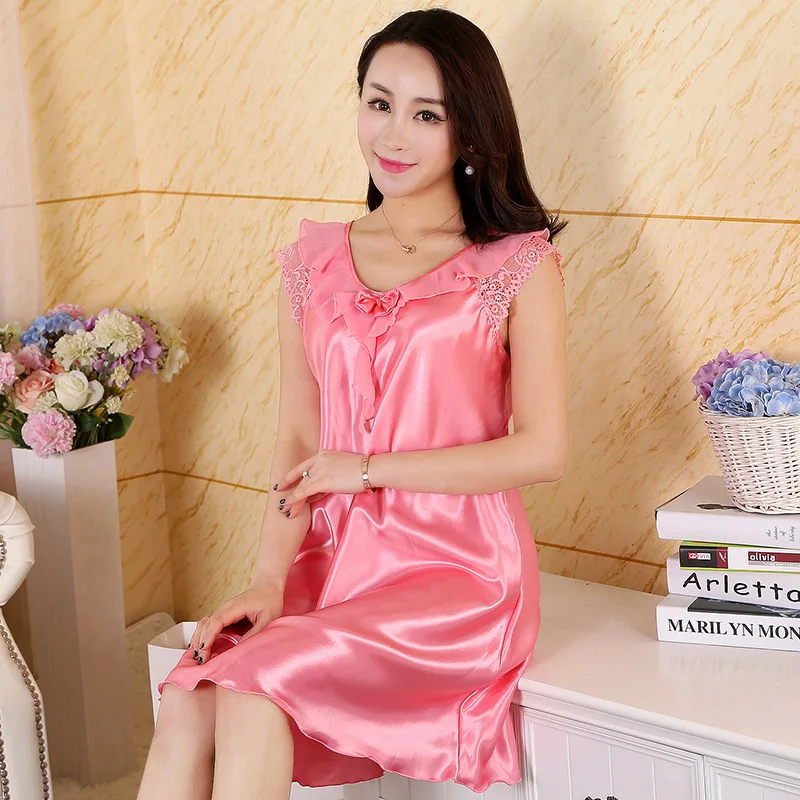 Buy New Imitation Silk nightgowns satin nightie for