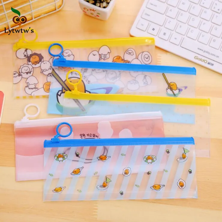 

1 Pieces Lytwtw's Korea Stationery Kawaii Cute Egg Creative Ring Edge PVC Envelope to Receive Bag Translucent Folder