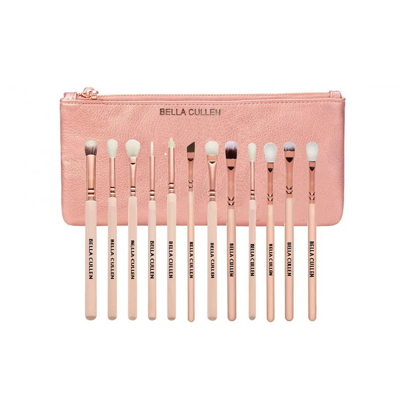 

BELLA CULLEN 12pcs pink Makeup Brushes Set Eyeshadow Pro Rose Gold Make Up Brushes Synthetic Hair with case