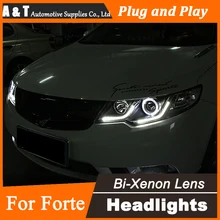 A и T стайлинга автомобилей для kia-форте из светодиодов фар Cerato би-ксеноновые фары drl объектива с двойным луч H7 HID запчасти к автомобилям