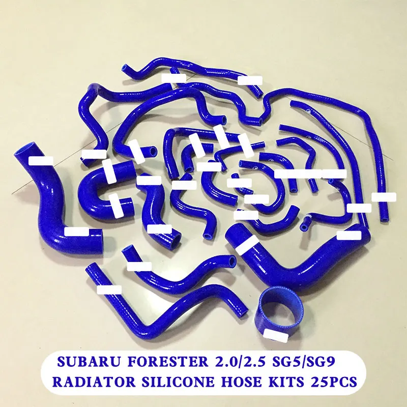 

Radiatior Silcone Hose Kits 25PCS For Subaru Forester 2.0/2.5 SG5/SG9 2004-2008 Year Blue