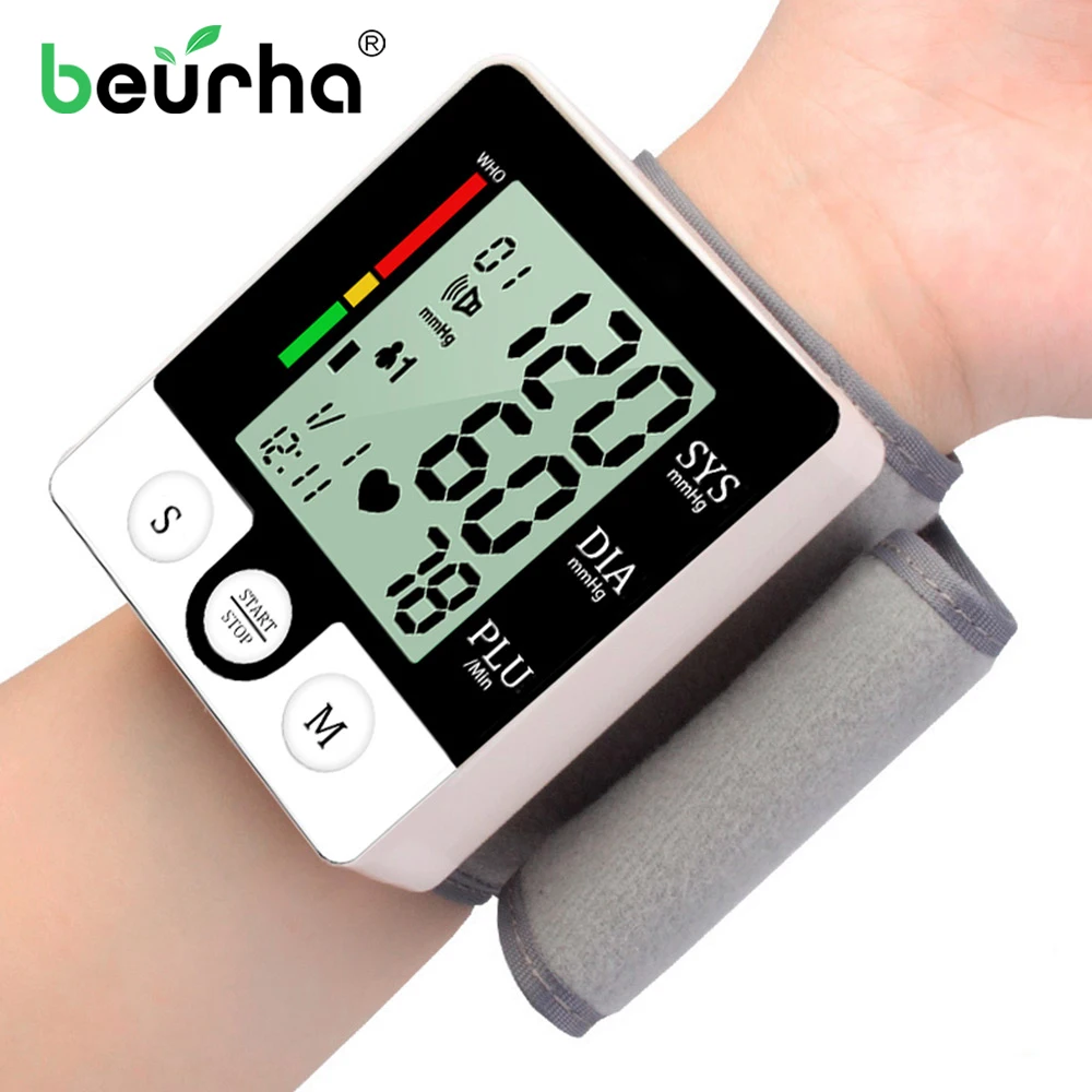 

Beurha Portable Automatic Wrist Digital Blood Pressure Monitor Tonometer Meter Wrist Germany Chip LCD Display For Healthy Care