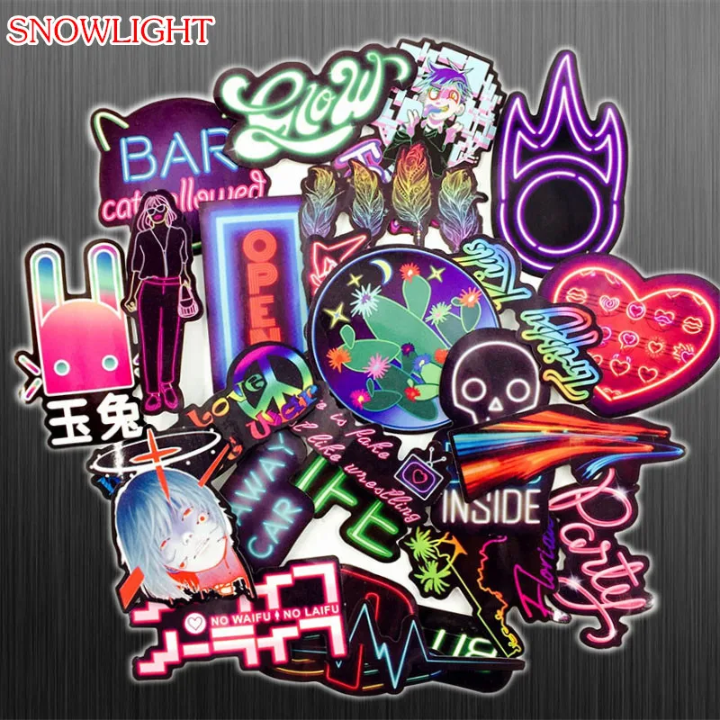 25Pcs/lot Cartoon Neon Graffiti Personalized Stickers For Laptop TV Fridge Bicycle Pvc Waterproof Decal Toy Sticker For Kids