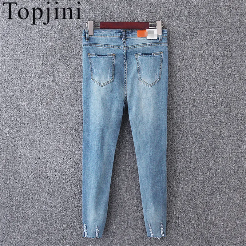 Мода Новый Denim Молния Fly Отверстие Женщины Пят Джинсы Твердые Середина Плоским XL