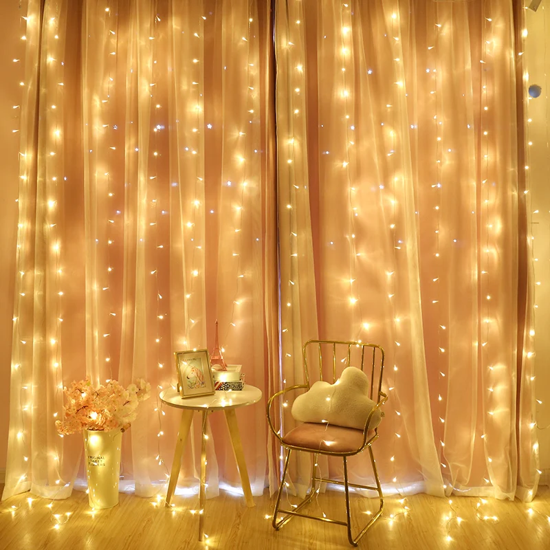 

LED Icicle Curtain String Lights LED Garland Xmas Party Christmas Fairy String Light Home Holiday Garden Decoration Warm white