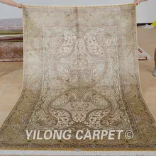 Yilong 5'x7. 5' Iran шелковый ковер бежевый ручной работы изысканный персидский Восточный шелковый ковер(0191