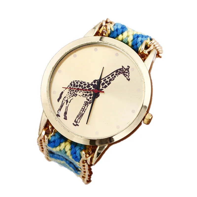

Dropshipping Women Weaved Rope Band Bracelet Watches Fashion Casual Giraffe Wrist Watches Relojes Mujer Relogio Feminino #D