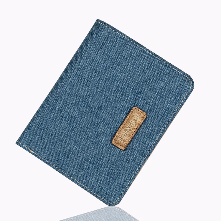 Супертонкие тонкие мужские парусиновые Кошельки и портмоне, модные мужские Студенческие Короткие Бумажники, пластиковый чехол с держателем для кредитных карт - Цвет: Blue vertical