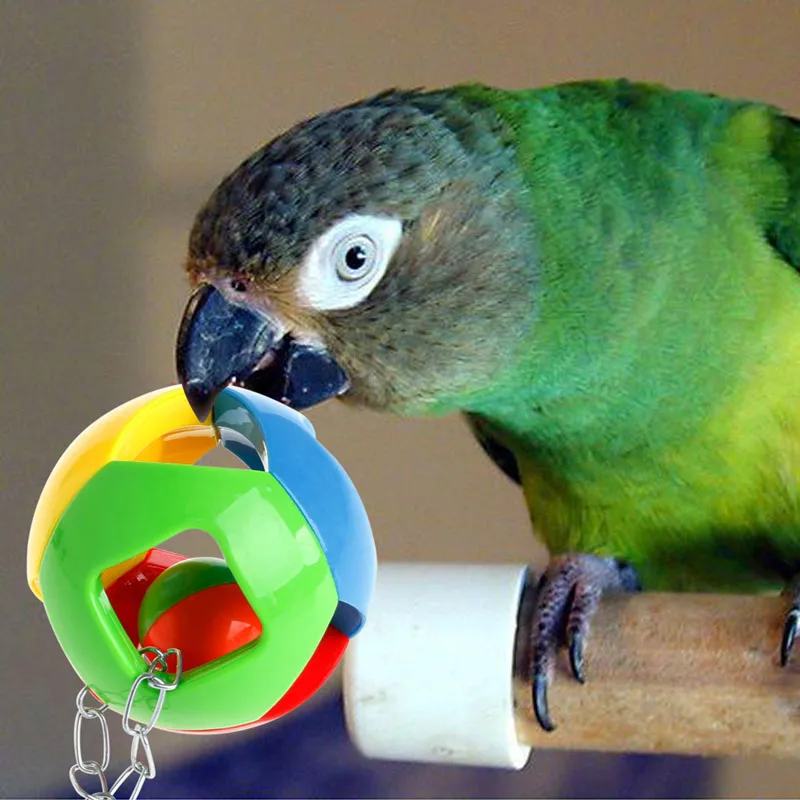 New Pet Bird Bites Toys Parrot Chew Ball Swing Cage Hanging Play