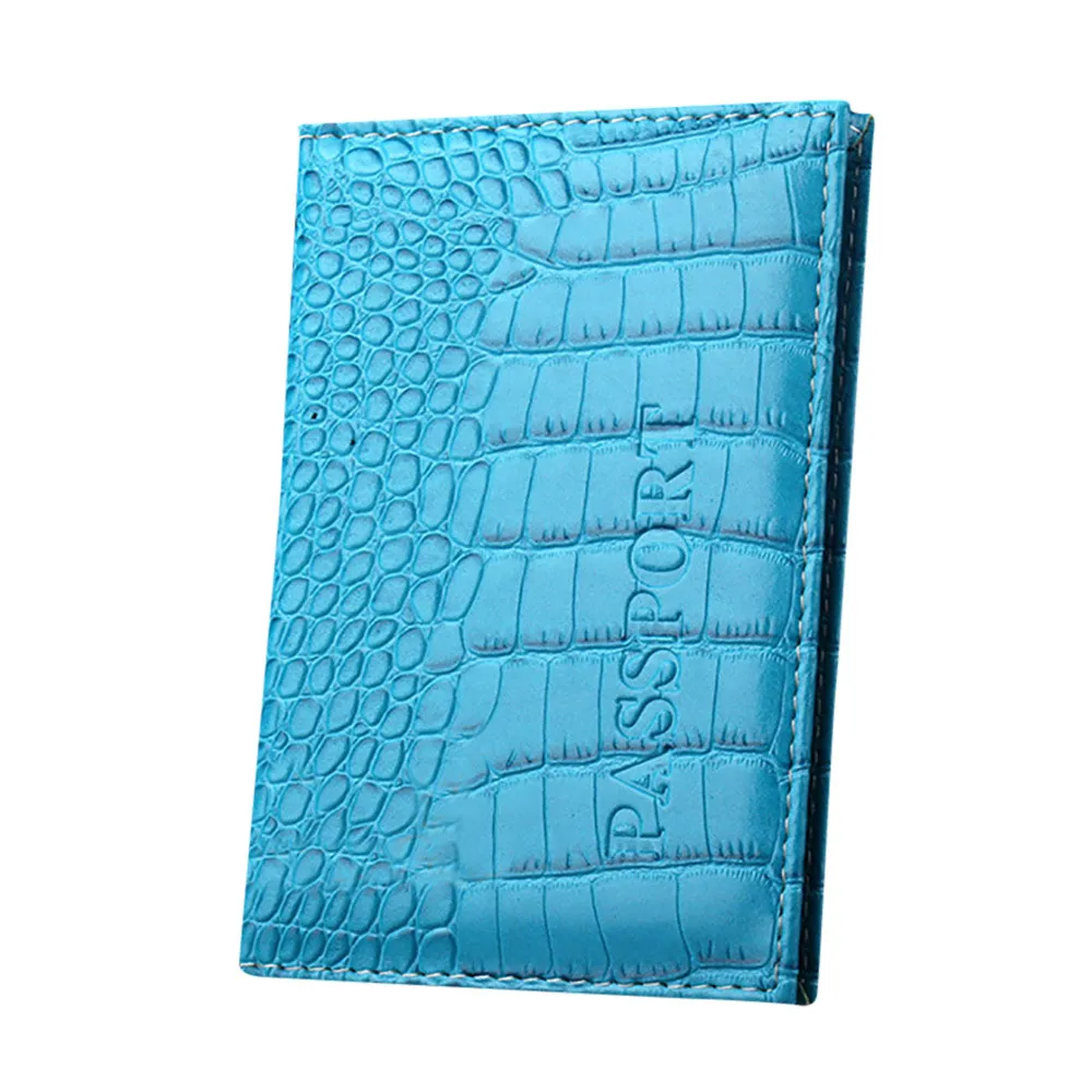 Для женщин и мужчин с узором «крокодиловая кожа», держатель для паспорта, с надписью, Открытый день, клатчи, для путешествий, для паспорта, для удостоверения личности, для паспорта - Цвет: Синий