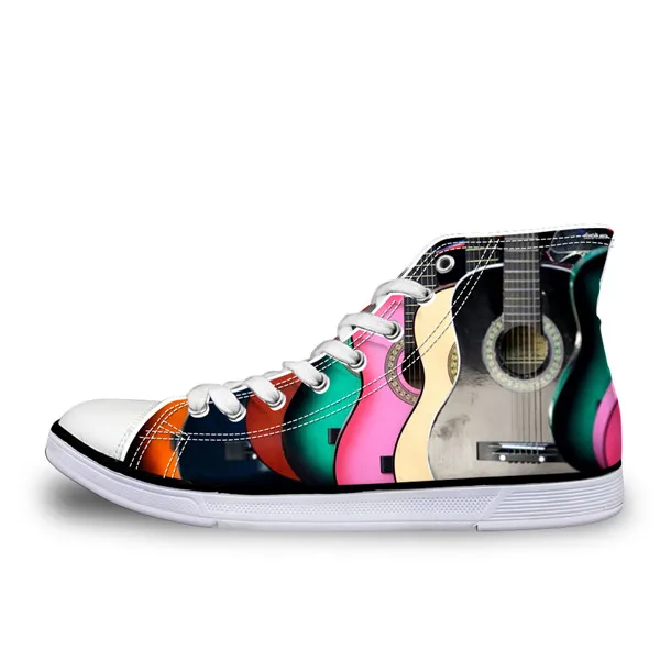 INSTANTARTS/Мужская Вулканизированная обувь с высоким берцем для мальчиков; классическая парусиновая обувь в стиле рок-гитары; модная мужская обувь на плоской подошве со шнуровкой - Цвет: H3611AK