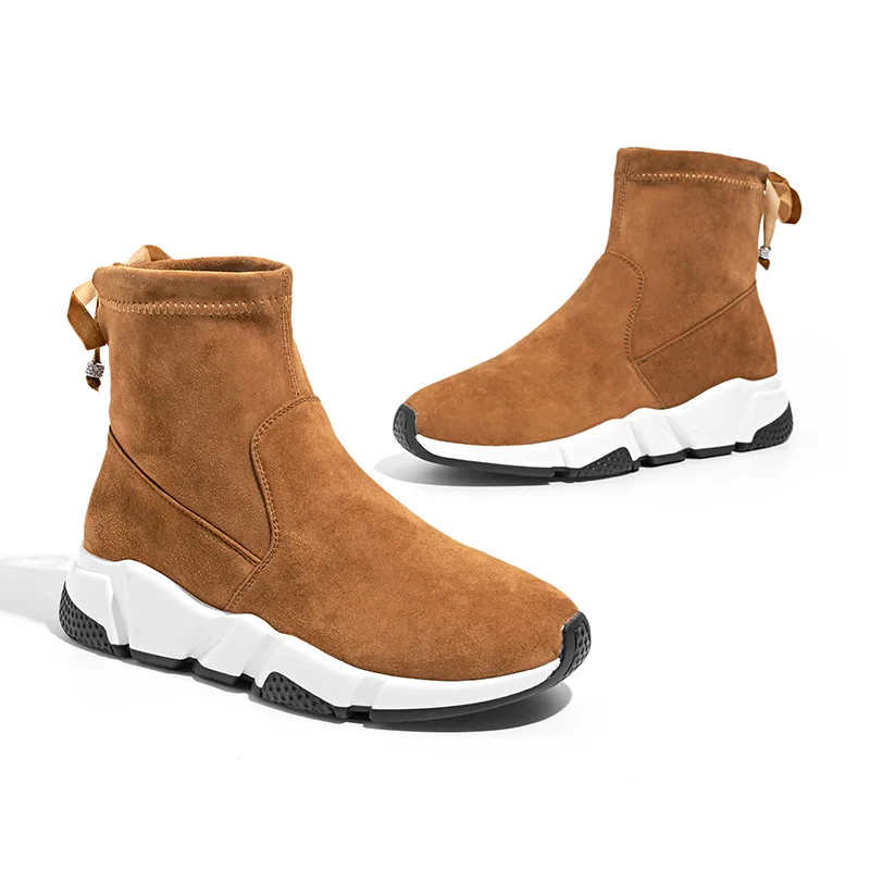 

Women Ankle Boots Brand Top Quality Suede Sheepskin Spring Autumn Lady Boots Handmade Shoes 001