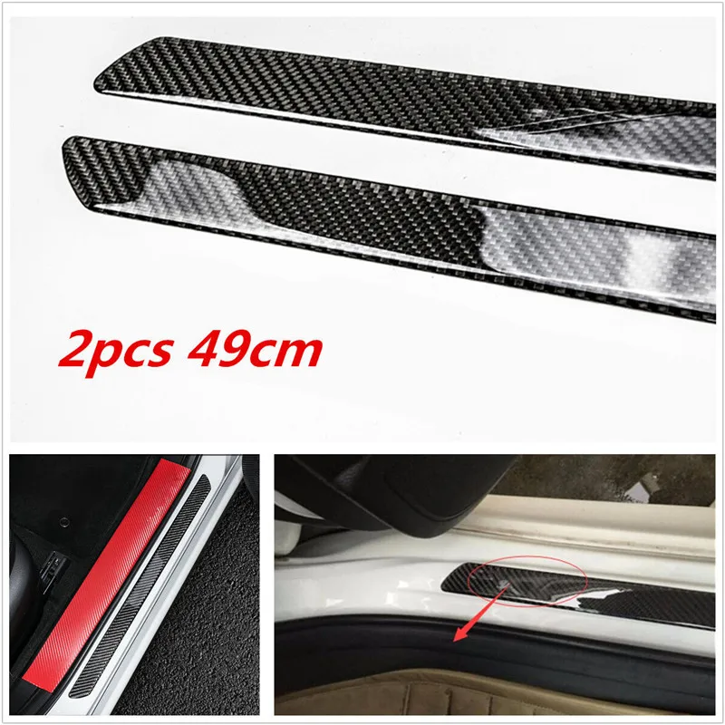 2x Universal Car Scuff Plate Door Sill Panel Step Protector Carbon
