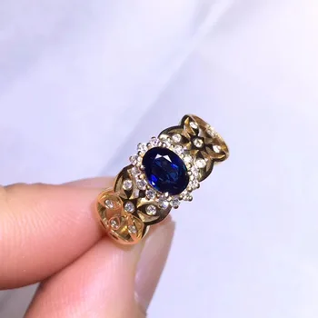 

Fine Jewelry AGL Real 18K Gold 100% Natural 0.69ct Blue Sapphire Gemstone 18k Gold Diamonds Stone Female Ring for Women Rings