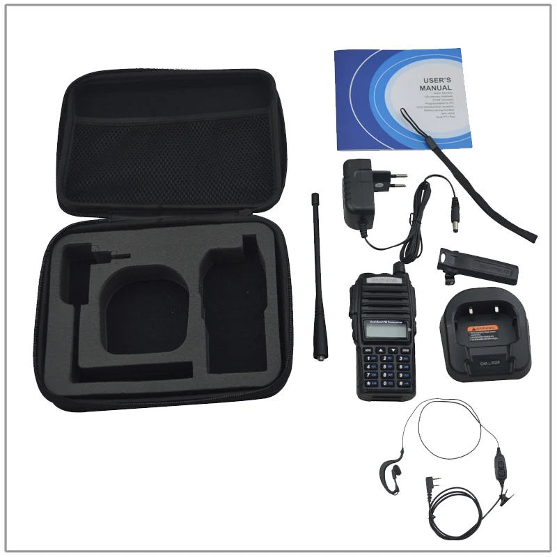 

(Nylon suitcase packing) Baofeng uv82 UV-82 walkie talkie DUAL BAND Dual PTT radio 136-174/400-520MHz FM radio w/free earpiece