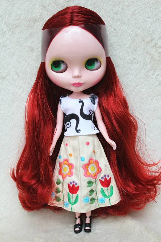 Кукла blygirl blyth винно-красные волосы № 8305 обычное тело 7 суставов DIY кукла для их макияжа - Цвет: Wine red