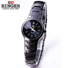 Brand Binger Quartz women Watch Fashion Black Tungsten Steel Sports Analog Wristwatch Quality Clock Black Hours