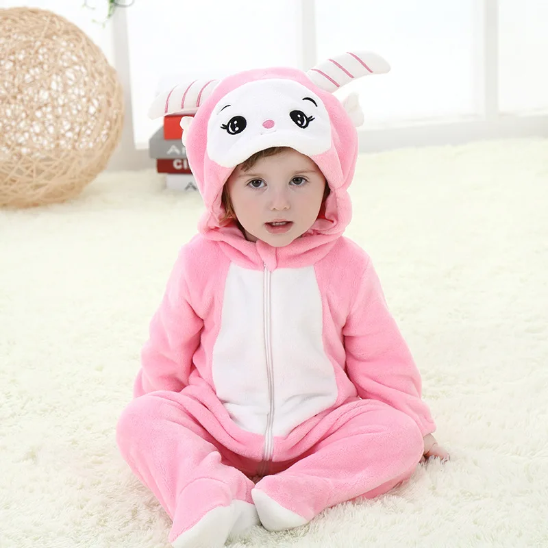 Животного розовый дизайн овечка Детские ползунки с длинными рукавами комбинезон для младенцев комбинезон, детская одежда хлопковый облегающий костюм RL1