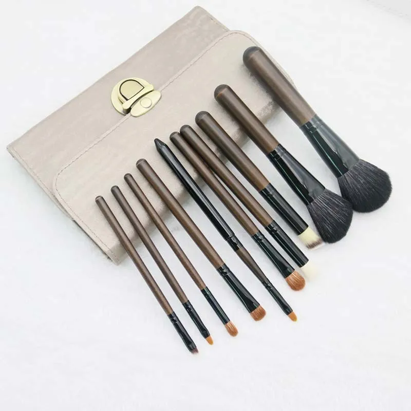 

10pcs Makeup Brushes Set with Bag professional Wood Handle Foundation Powder Eyeshadow Blending Eyebrow cosmetic brush Tools
