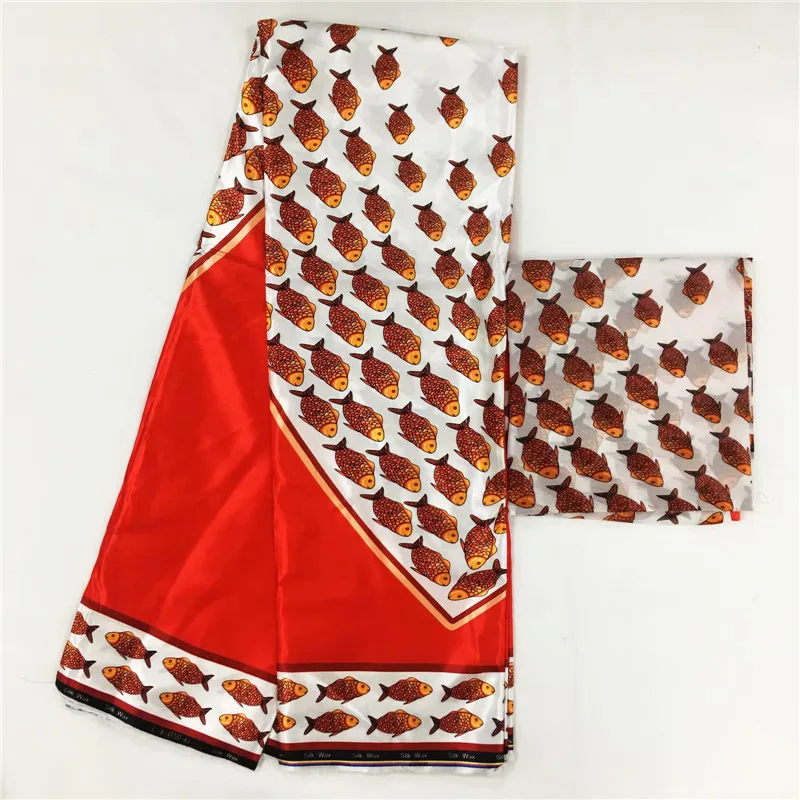 

african fabric silk wax fabric hot selling silk chiffon Fabrics 4+2yards silk wax for women dress