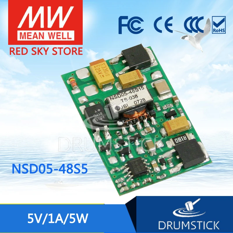 

MEAN WELL NSD05-48S5 5V 1A meanwell NSD05 5V 5W DC-DC Regulated Single Output Converter
