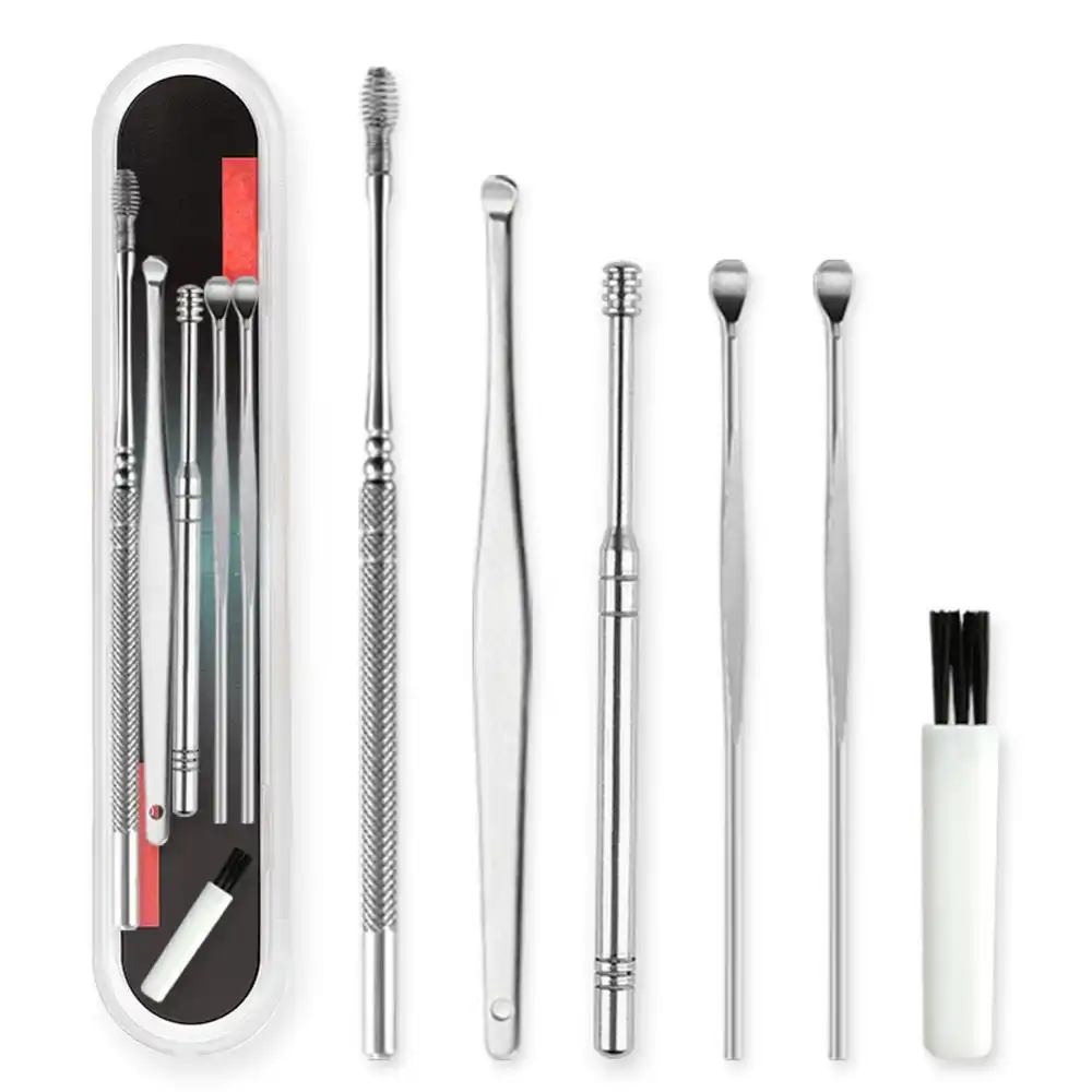New 8Pcs/set Stainless Steel Ear Cleaner Spoon Ear Wax Removal Tool Curette Earpick For Ear