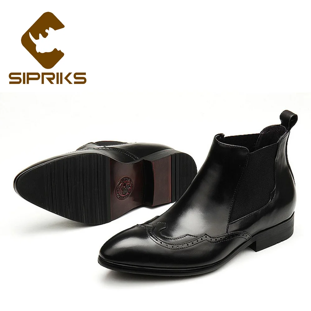 black wingtip dress boots
