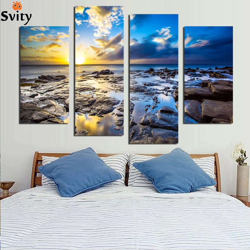 4 rectangular digital picture coastal home decor canvas art hanging