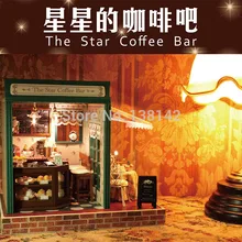 Кофе магазин миниатюрный хранения деревянный кукольный домик Деревянный Кукольный дом модель здания мебель модель подарки на день рождения z005