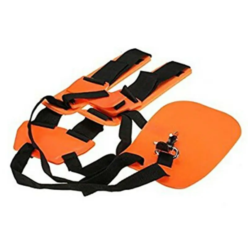 Professional Double Shoulder Strap Grass Hedge Trimmer Brush Cutter Harness Belt Carry Hook Garden Safety Orange