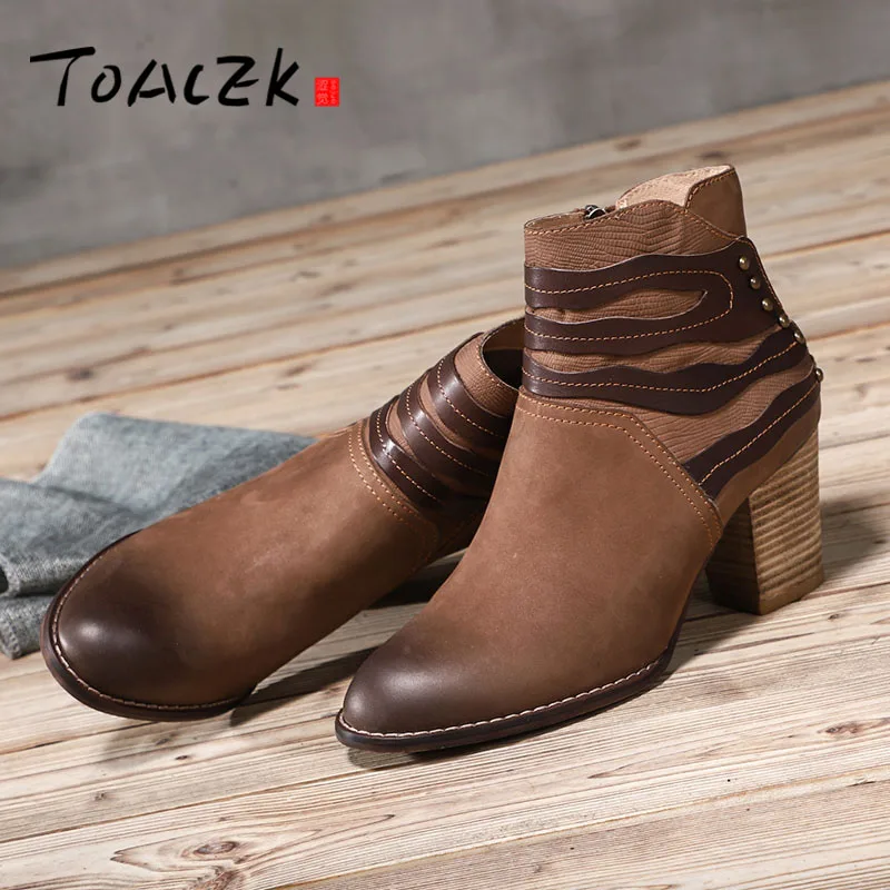 

Autumn winter new high heel fluff short boots female restore ancient ways leather round head warm thick heel cotton boots