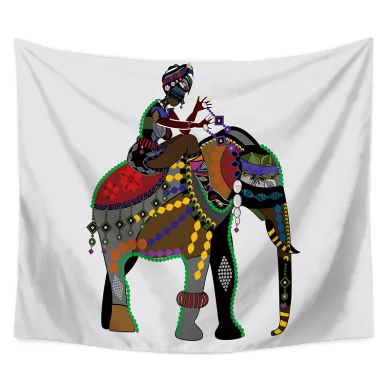 Colorful Elephant Tapestries Polyester Fabric Hippie Bohemian Print Home Decor Wall Hanging Tapestry Beach decoration indien | Дом и сад