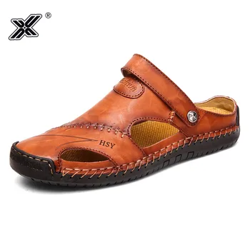 

Big Size 47 Genuine Leather Classic Roman Sandals Men 2019 Summer Comfortable Fashion Sandals Slippers chaussure homme sandales