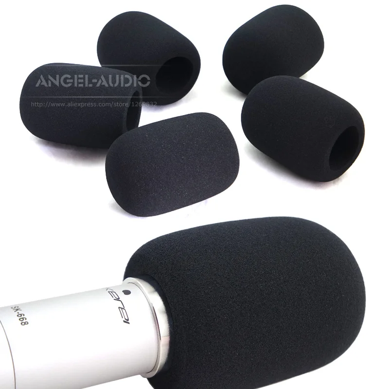 

Free Shipping 6pcs/Lot Large Black Windscreen Cover Handheld Dynamic Microphone Sponge Foam Recording Condenser Mic KTV Karaoke