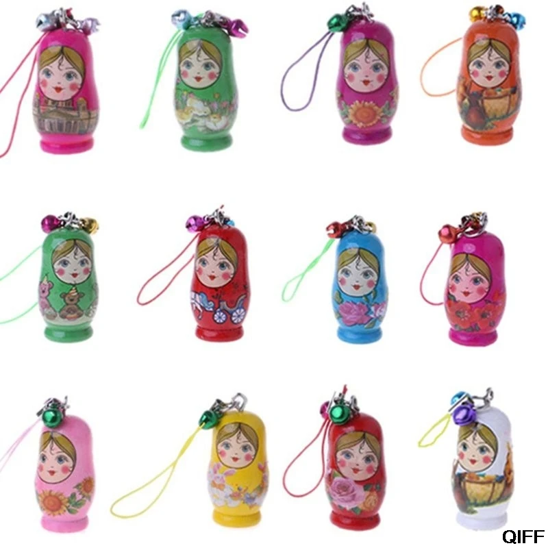 

New Cute Russian Nesting Dolls Matryoshka Doll Keychain Phone Hanger Bag Gifts