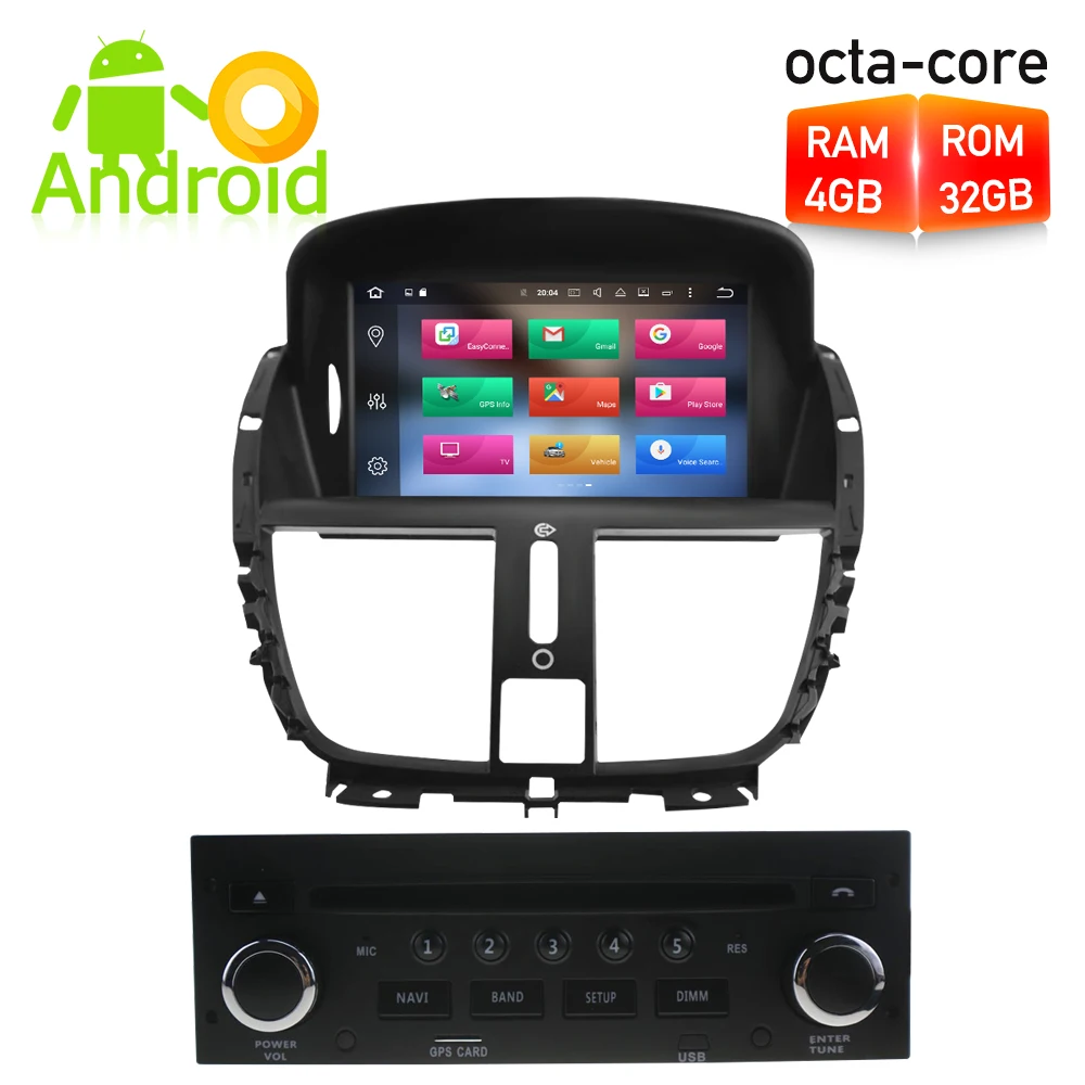 

Octa Core 4G RAM Android 9.0 Car DVD player GPS Navigation Multimedia Stereo For Peugeot 207 2008-2014 Auto Radio Audio Headunit