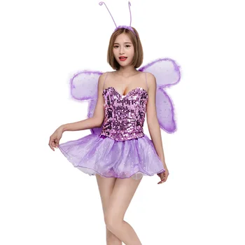 

Purple Fairy Wings Costume Girl's Holiday Party Fancy Dress