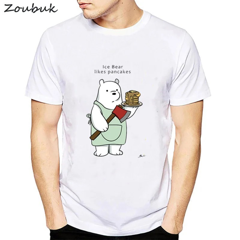 

Funny T-Shirt We Bare Bears T Shirt Men Fashion Printed Ice Bear Short Sleeve Stackable Casual harajuku tops hip hop funny Tee