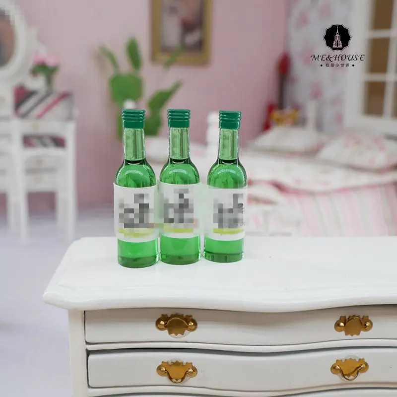 Diy кукольный домик мини бутылка минеральной воды миниатюрный ликер прозрачный