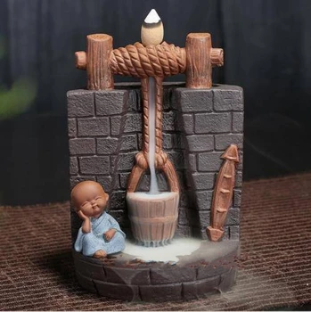 

Ceramic orderly creative little monk Censer Smoke Backflow Cone Incense Burner