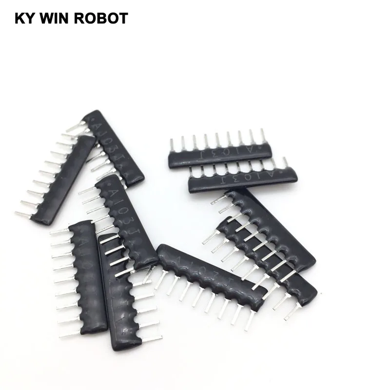 10PCS DIP 제외 9Pin A103J 저항 네트워크 어레이 A09 103 10K ohm A103 2.54MM 핀 SIP 9
