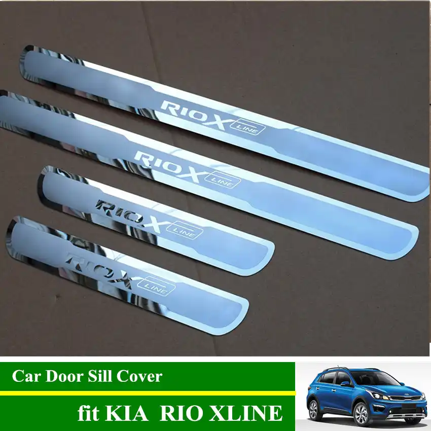RIO X LINE накладки на пороги из нержавеющей стали, защитные накладки на пороги автомобиля для KIA RIO XLINE 2017 2018 2019 - изображение